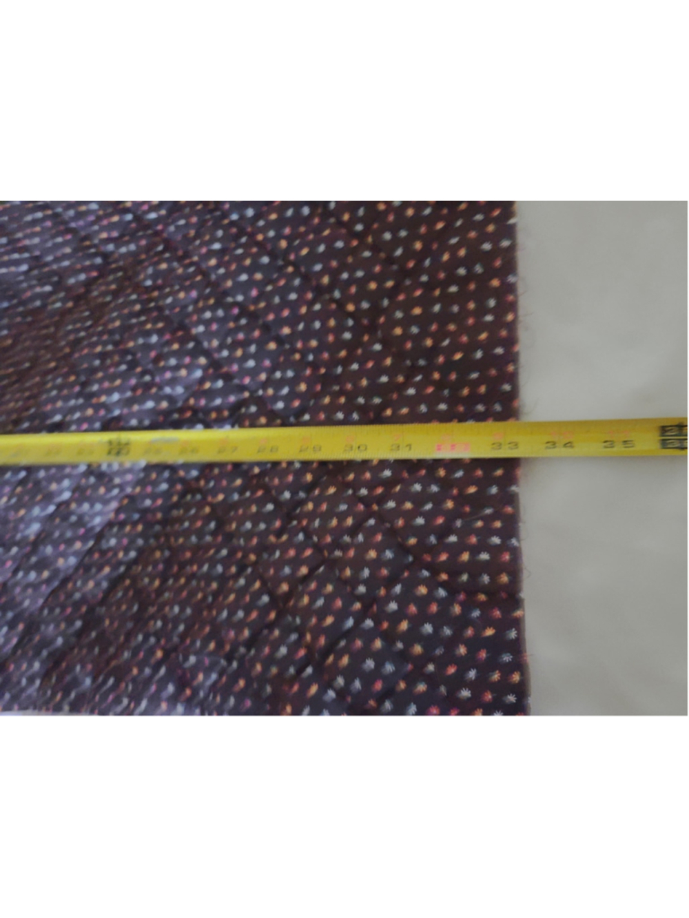 Vintage Wamsutta Quilted Fabric Remnant Ditsy Floral Brown 42x36 - Picture 7 of 9